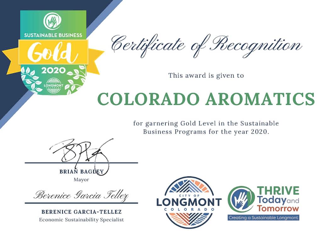 Sustainable Longmont Certificate